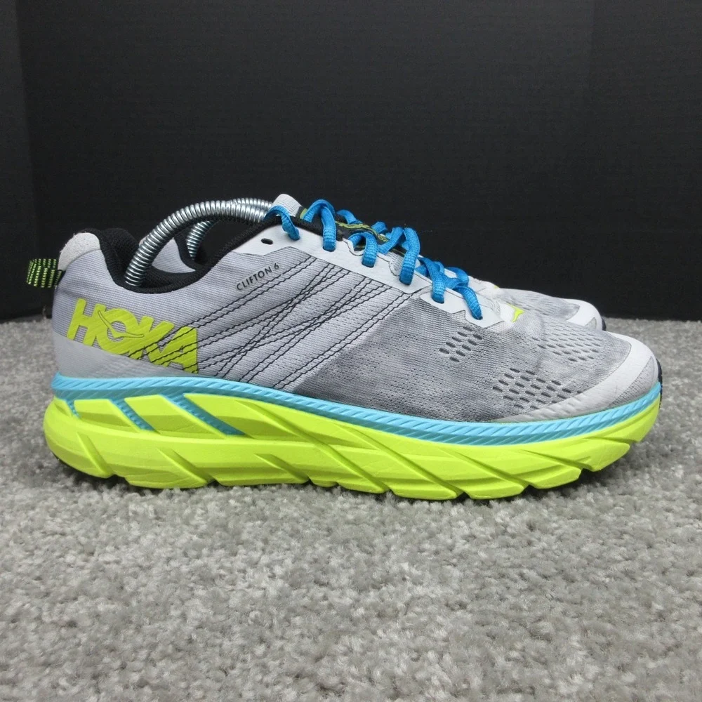 Hoka One One Sneakers Mens Size 10 US Clifton 6 Gray Green Blue Shoes Trainers
